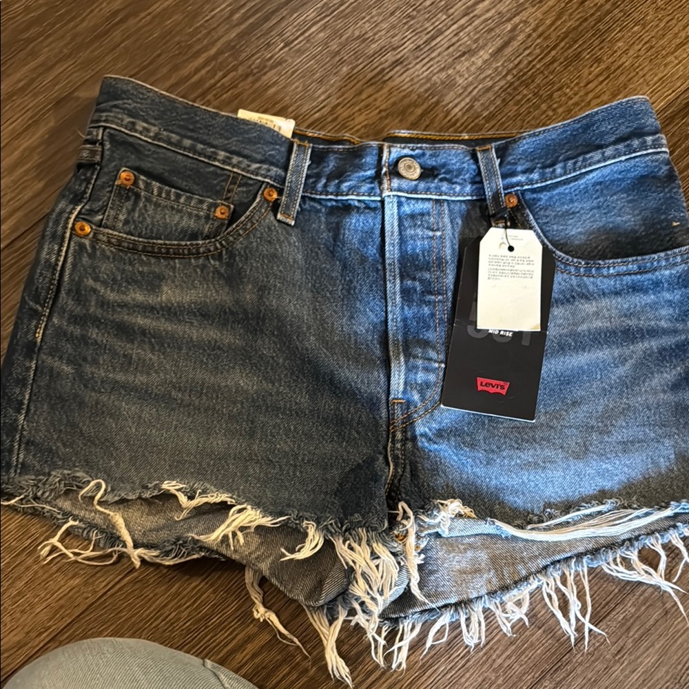 Levi's Blue Jean Shorts with Frayed Hem